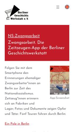 Vorschau der mobilen Webseite www.berliner-geschichtswerkstatt.de, NS-Zwangsarbeit in Berlin