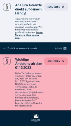 Vorschau der mobilen Webseite www.tierklinik-aachen.de, Tierklinik Dr. Staudacher
