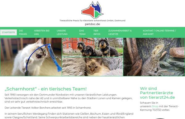 Vorschau von www.petdoc.de, Tierärztliche Praxis für Kleintiere Scharnhorst GmbH
