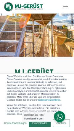 Vorschau der mobilen Webseite www.mj-geruest.de, MJ-Gerüst GmbH