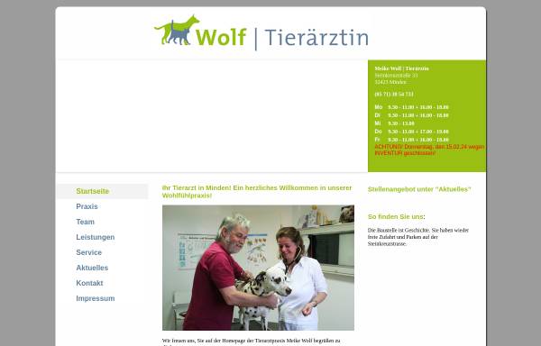 Vorschau von www.tierarzt-minden.de, Meike Wolf, Tierarztpraxis
