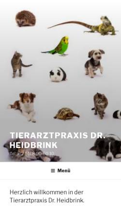 Vorschau der mobilen Webseite www.tierarztpraxis-dr-heidbrink.de, Dr. med. vet. Stefanie Heidbrink, Prakt. Tierärztin