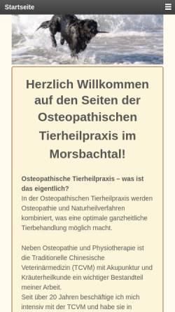 Vorschau der mobilen Webseite www.osteopathische-tierheilpraxis.de, Anja Niklas-Krajewski, Tierheilpraxis im Morsbachtal