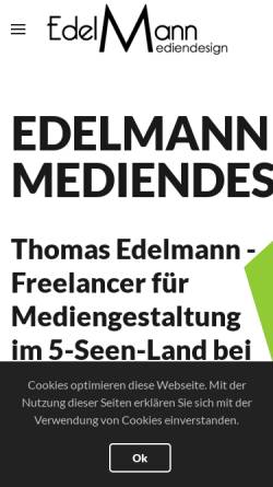 Vorschau der mobilen Webseite www.edelmann-mediendesign.de, Edelmann Mediendesign