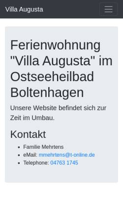 Vorschau der mobilen Webseite www.fewo-mehrtens.de, Ferienwohnung in der Villa Augusta
