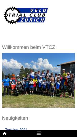 Vorschau der mobilen Webseite vtcz.ch, Velo Trial Club Zürich