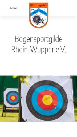 Vorschau der mobilen Webseite www.bogensportgilde-langenfeld.de, Bogensportgilde-Rhein-Wupper e.V.