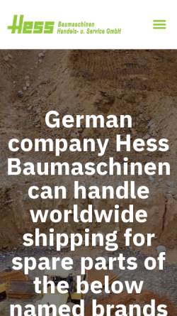 Vorschau der mobilen Webseite www.hess-baumaschinen.de, Hess GmbH Baumaschinen