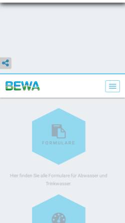 Vorschau der mobilen Webseite www.bewa-soemmerda.de, BeWA Betriebsgesellschaft Wasser und Abwasser mbH