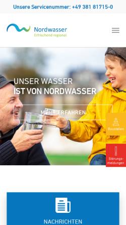 Vorschau der mobilen Webseite www.nordwasser.de, Eurawasser Nord GmbH