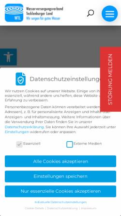 Vorschau der mobilen Webseite www.wtl-wasser.de, Wasserverband Tecklenburger Land