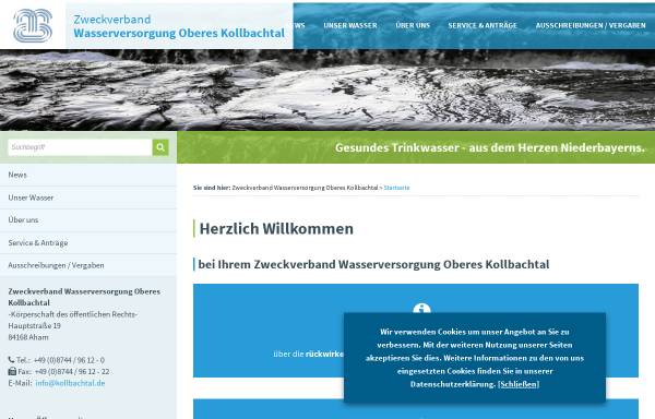 Vorschau von www.kollbachtal.de, Wasserversorgung Oberes Kollbachtal