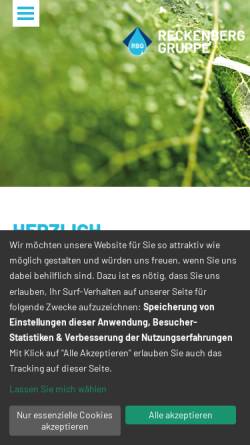Vorschau der mobilen Webseite www.reckenberg-gruppe.de, Zweckverband zur Wasserversorgung der Reckenberg-Gruppe (RBG)