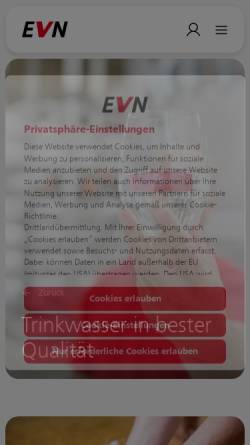 Vorschau der mobilen Webseite www.evnwasser.at, EVN Wasser AG