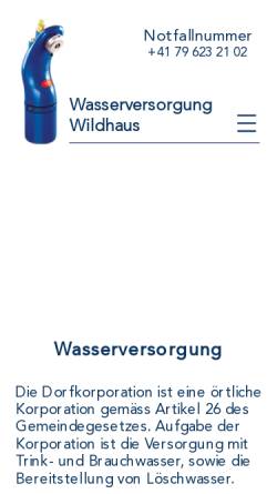 Vorschau der mobilen Webseite www.wasserversorgung-wildhaus.ch, Dorfkorporation Wildhaus