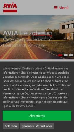 Vorschau der mobilen Webseite www.avia.de, AVIA Deutschland Mineralöl-GmbH