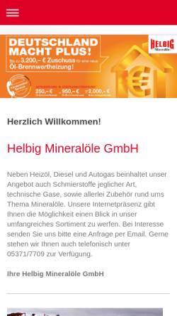 Vorschau der mobilen Webseite www.helbig-mineraloele.de, Helbig Mineralöle GmbH