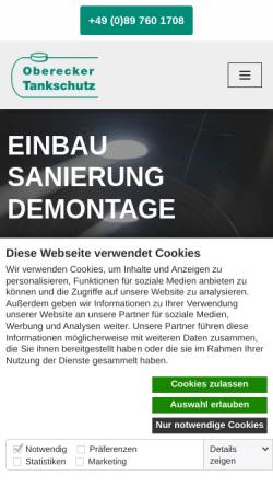 Vorschau der mobilen Webseite tankschutz-oberecker.de, Oberecker-Tankschutz