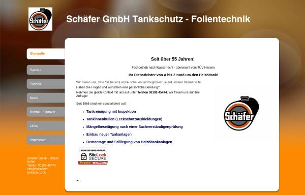 Vorschau von www.schaefer-tankschutz.de, Schäfer GmbH