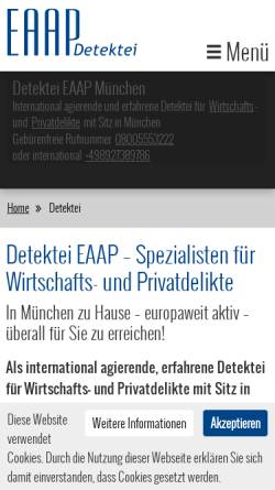 Vorschau der mobilen Webseite www.privatdetektei-muenchen.de, Ermittlungs Agentur A. Peterfy