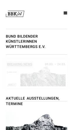 Vorschau der mobilen Webseite www.bbk-wuerttemberg.de, Bund Bildender Künstlerinnen Württembergs e.V.