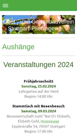 Vorschau der mobilen Webseite www.ogv-plieningen.de, Obst und Gartenbauverein Plieningen e.V.