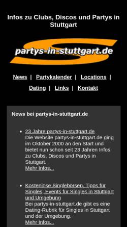 Vorschau der mobilen Webseite www.partys-in-stuttgart.de, Partys-in-Stuttgart.de
