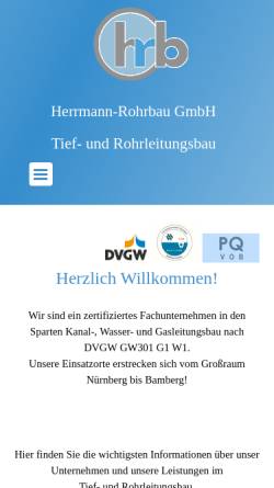 Vorschau der mobilen Webseite www.herrmann-rohrbau.de, Hermann-Bau GmbH