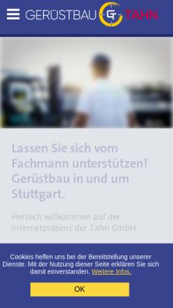 Vorschau der mobilen Webseite www.tahn-geruestbau.de, Tahn Gerüstbau