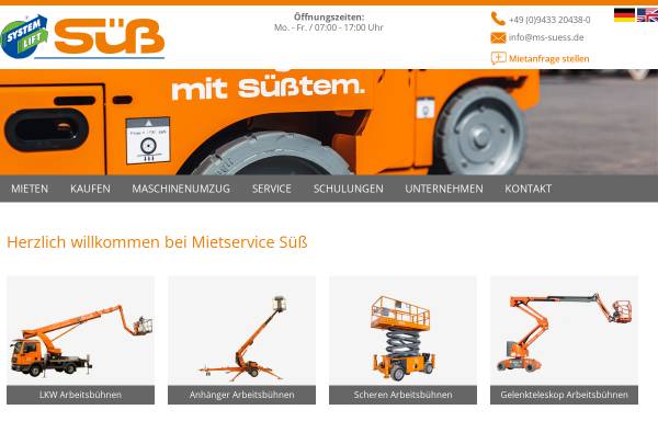 Vorschau von www.ms-suess.de, Mietservice Süß GmbH & Co. KG