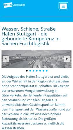 Vorschau der mobilen Webseite www.hafenstuttgart.de, Hafen Stuttgart GmbH