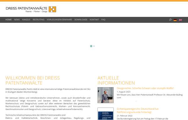 Vorschau von www.dreiss.de, Patentanwälte Dreiss