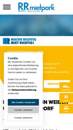 Vorschau der mobilen Webseite www.rr-mietpark.de, Richard Rank GmbH & Co. KG