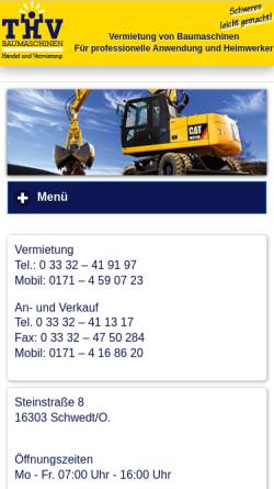 Vorschau der mobilen Webseite thv-baumaschinen.de, THV Baumaschinen GmbH