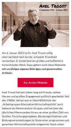 Vorschau der mobilen Webseite www.axel-troost.de, Troost, Axel (MdB)