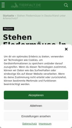 Vorschau der mobilen Webseite www.fledermausschutz-rlp.de, Arbeitskreis Fledermausschutz Rheinland-Pfalz