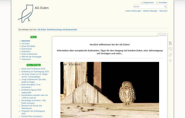 Vorschau von www.ageulen.de, Arbeitsgemeinschaft zum Schutz bedrohter Eulen