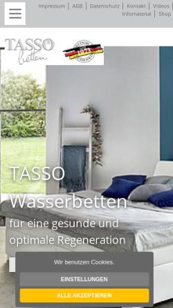 Vorschau der mobilen Webseite www.tasso-wasserbetten.de, VONTANA Industrie GmbH & Co. KG