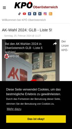Vorschau der mobilen Webseite ooe.kpoe.at, KPÖ Oberösterreich