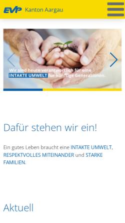Vorschau der mobilen Webseite www.evp-ag.ch, Evangelische Volkspartei Aargau - EVP