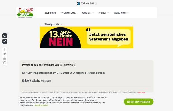 Vorschau von www.svpag.ch, Schweizerische Volkspartei Aargau - SVP