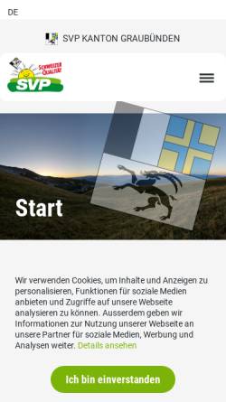 Vorschau der mobilen Webseite www.svp-gr.ch, Schweizerische Volkspartei Graubünden - SVP