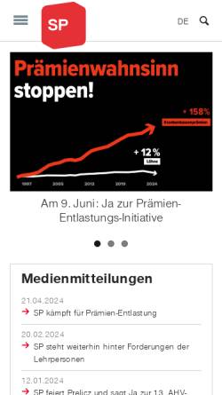 Vorschau der mobilen Webseite www.spschwyz.ch, Sozialdemokratische Partei Kanton Schwyz - SP