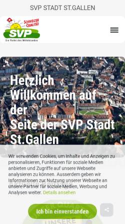 Vorschau der mobilen Webseite www.svp-stgallen.ch, Schweizerische Volkspartei Kanton St. Gallen - SVP