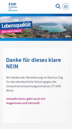 Vorschau der mobilen Webseite www.fdp-zg.ch, FDP.Die Liberalen Kanton Zug
