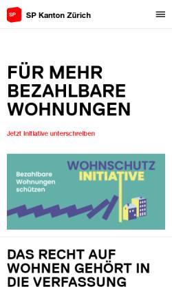 Vorschau der mobilen Webseite www.spkantonzh.ch, Sozialdemokratische Partei Kanton Zürich - SP