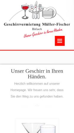 Vorschau der mobilen Webseite www.mueller-fischer.ch, Geschirrvermietung Müller-Fischer