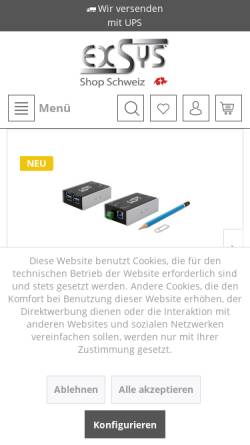 Vorschau der mobilen Webseite www.exsys.ch, Exsys Vertriebs GmbH