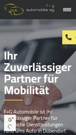Vorschau der mobilen Webseite www.fg-automobile.ch, F+G Automobile AG