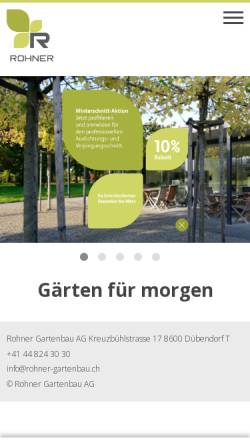 Vorschau der mobilen Webseite www.rohner-gartenbau.ch, Rohner Gartenbau